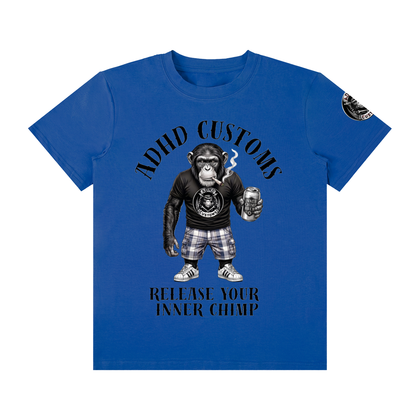 RELEASE YOUR INNER CHIMP font print Unisex Classic Crew Neck Cotton T-Shirt