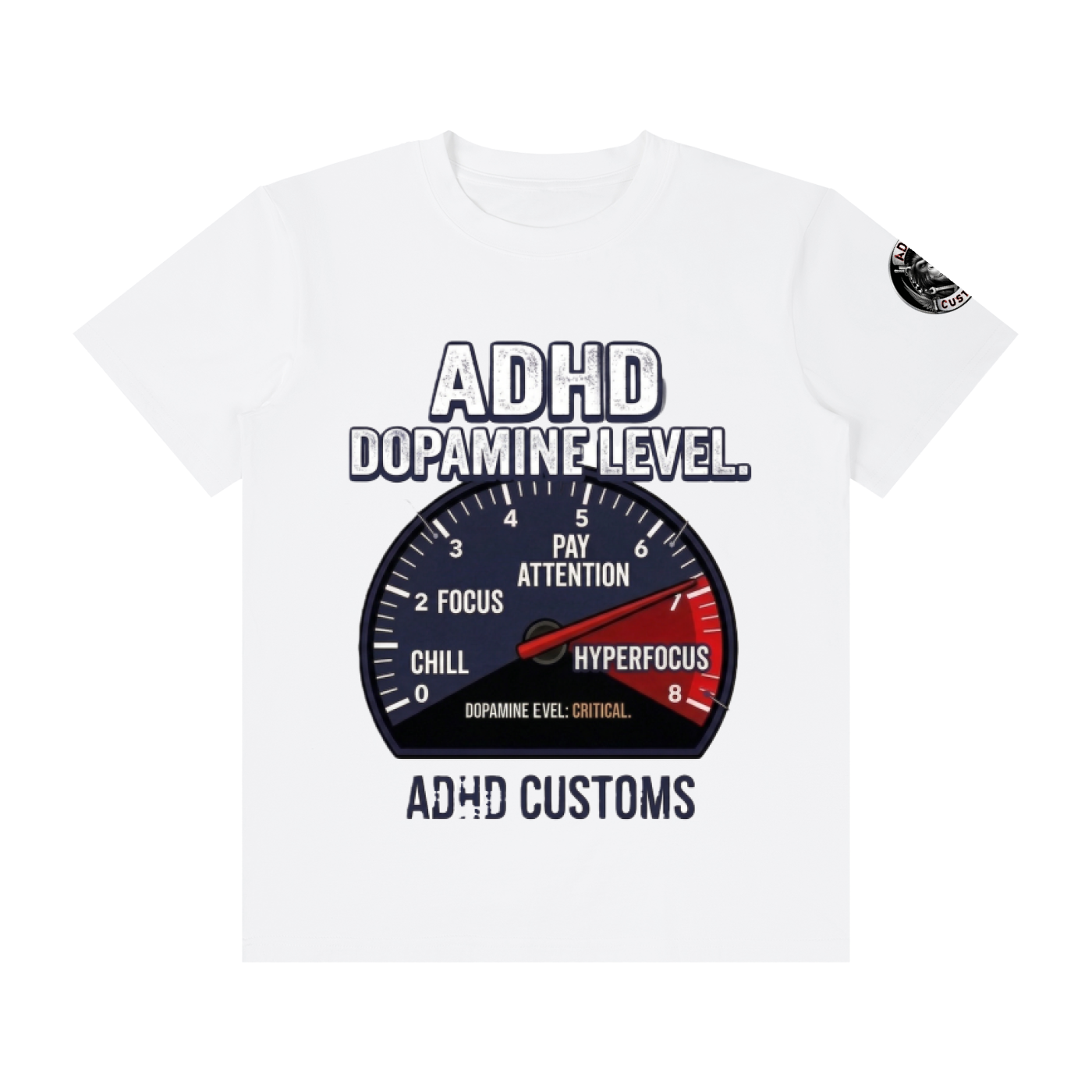DOPAMINE LEVEL GAUGE Unisex Classic Crew Neck Cotton T-Shirt
