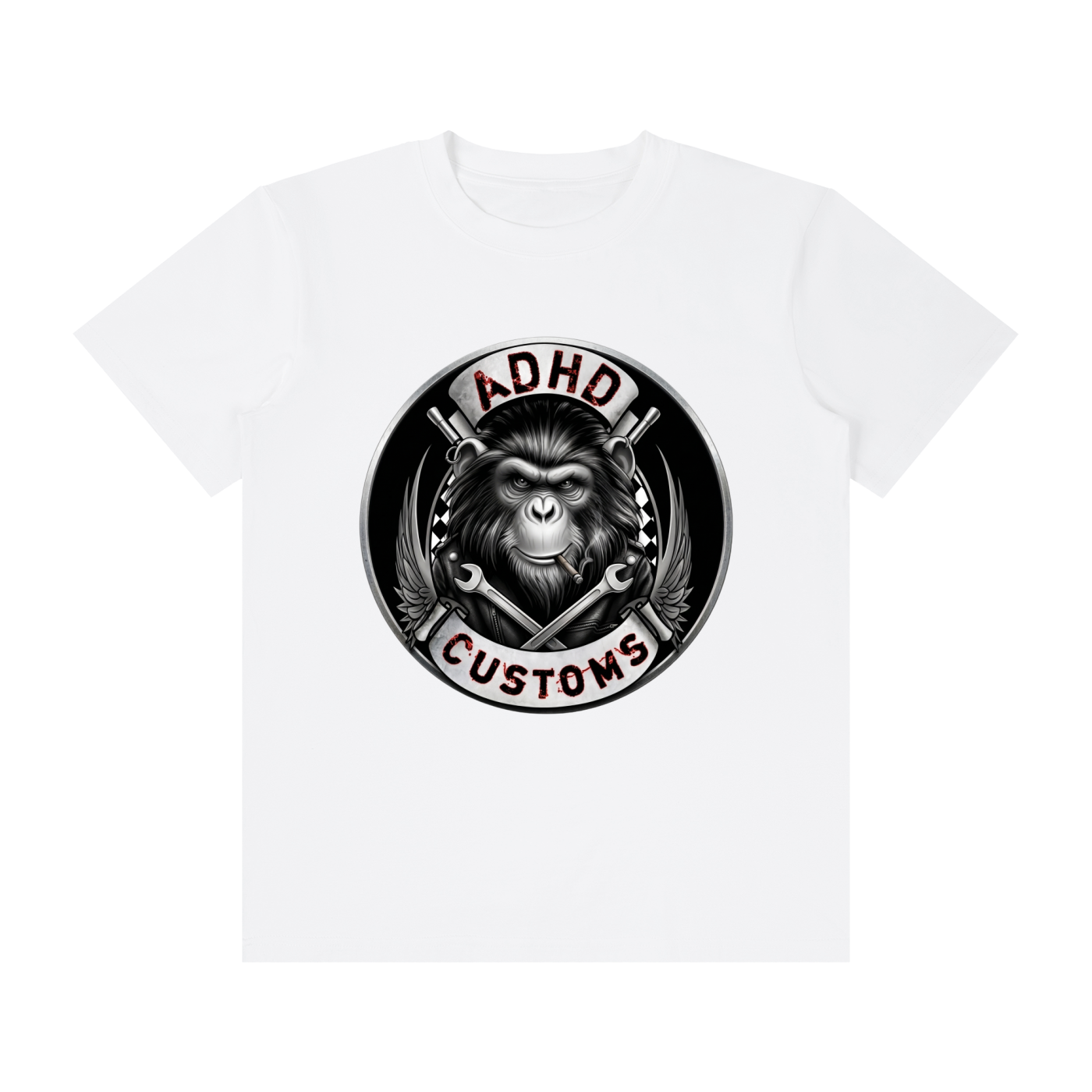 ADHD CUSTOMS LOGO FRONT PRINT Unisex Classic Crew Neck Cotton T-Shirt