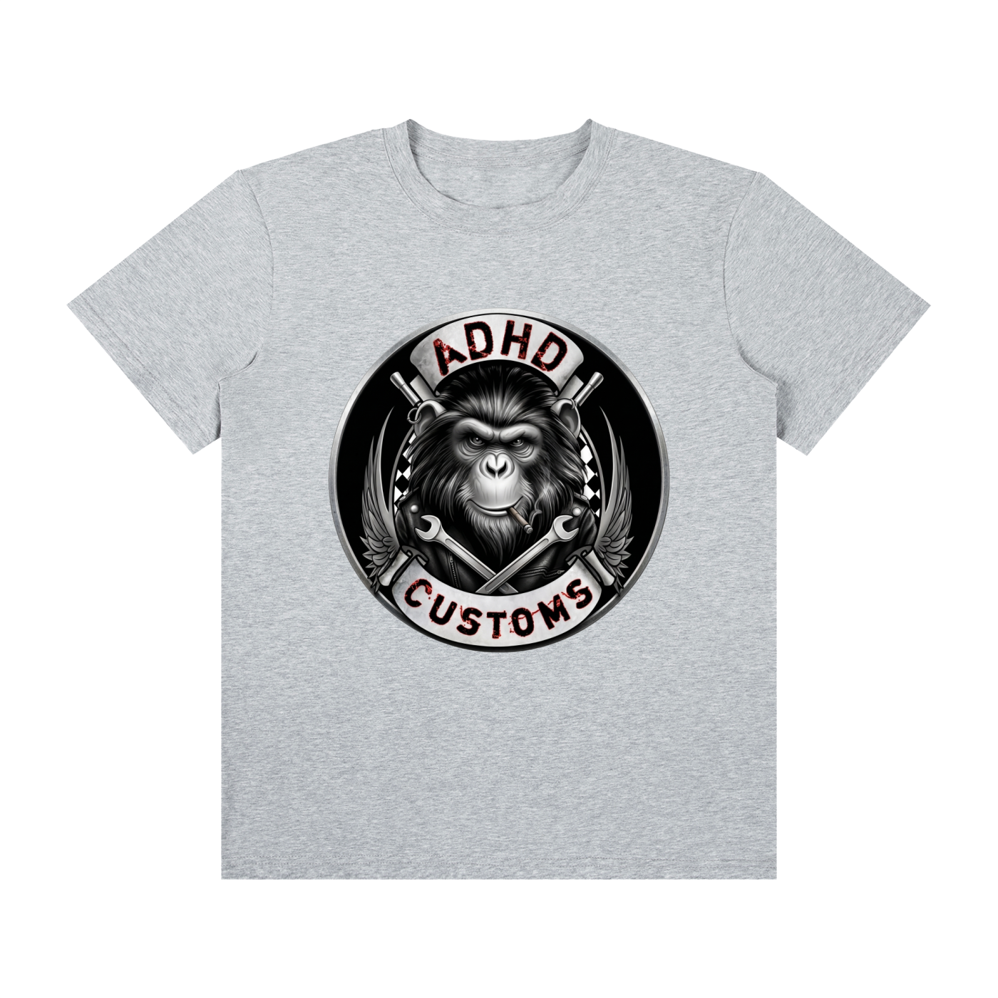 ADHD CUSTOMS LOGO FRONT PRINT Unisex Classic Crew Neck Cotton T-Shirt