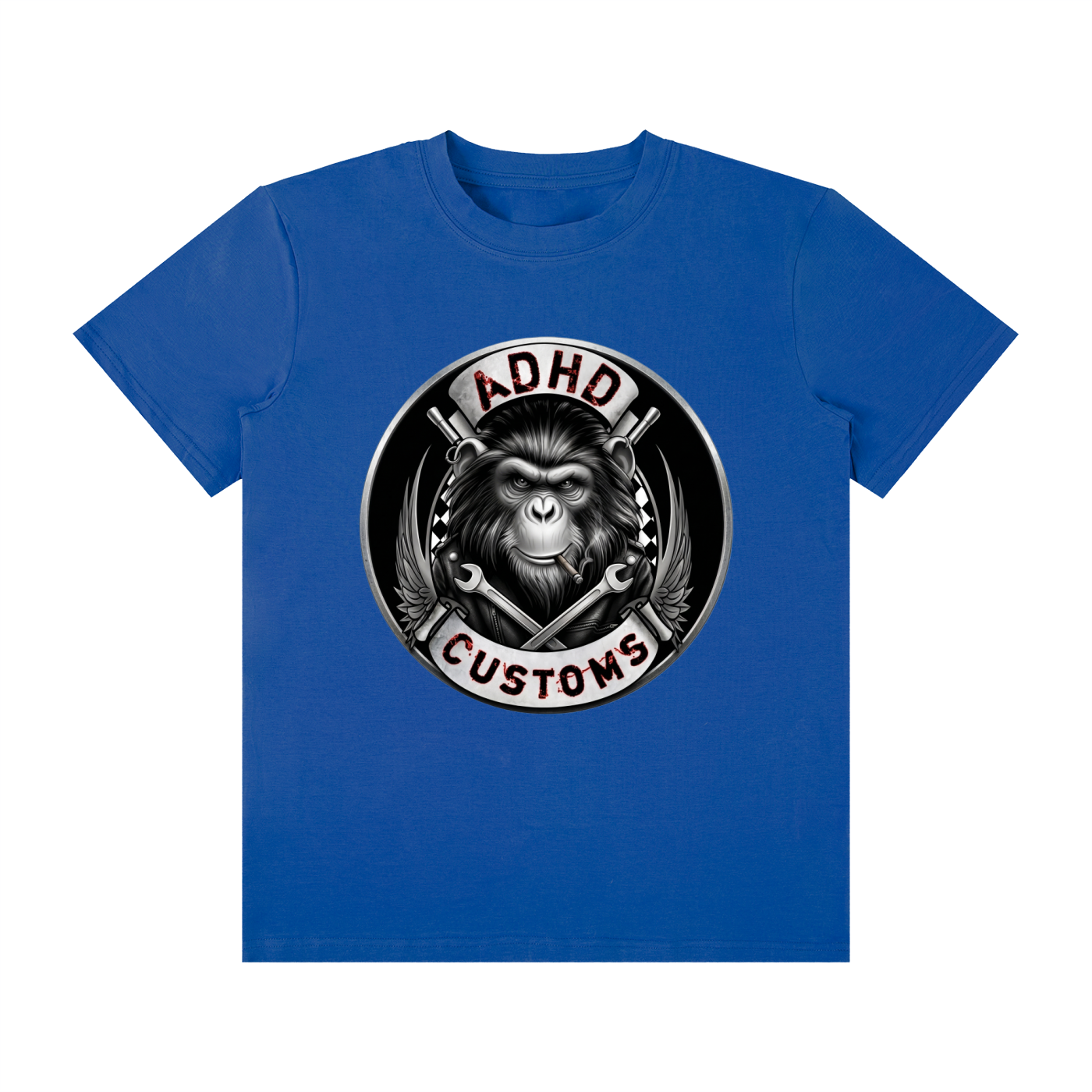 ADHD CUSTOMS LOGO FRONT PRINT Unisex Classic Crew Neck Cotton T-Shirt