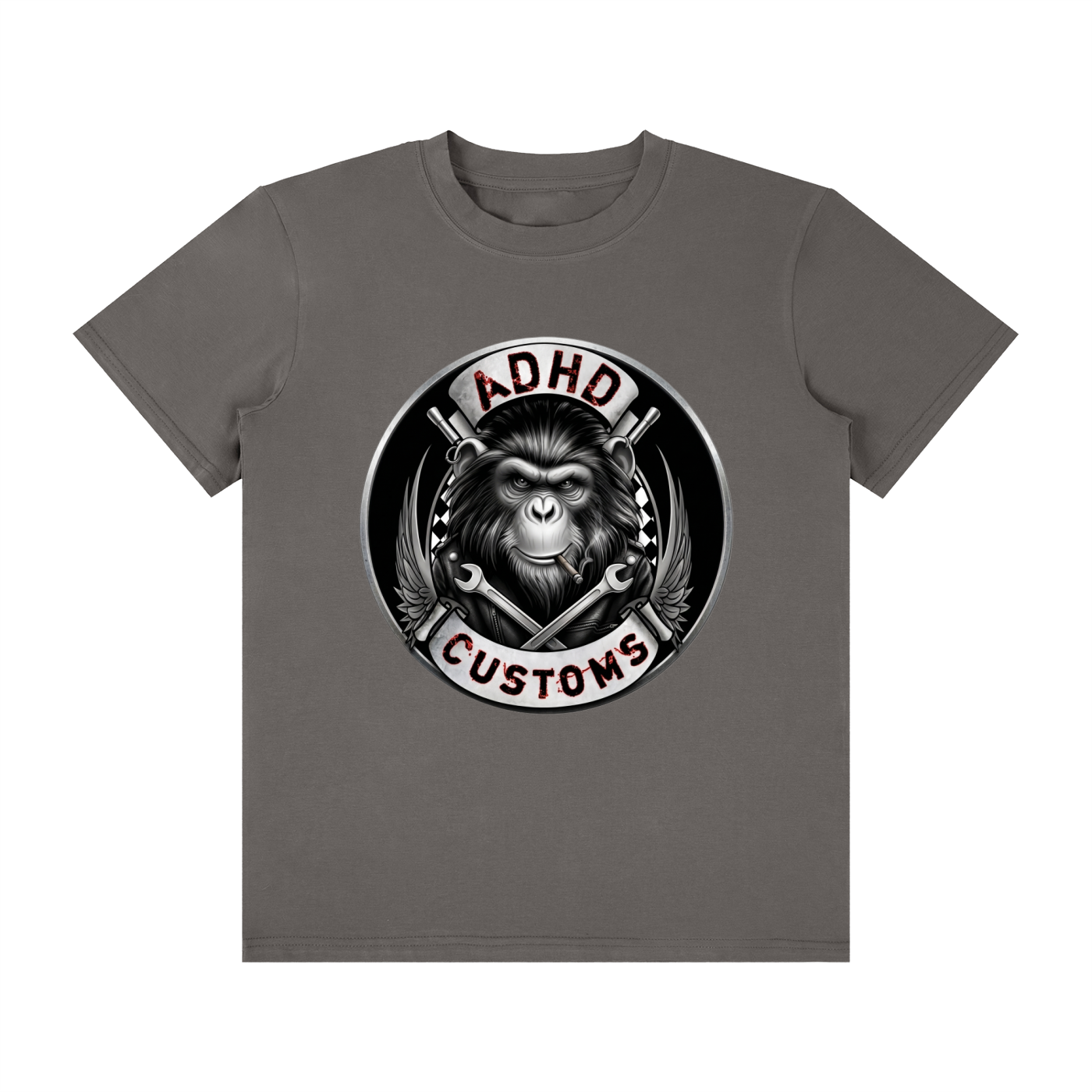 ADHD CUSTOMS LOGO FRONT PRINT Unisex Classic Crew Neck Cotton T-Shirt