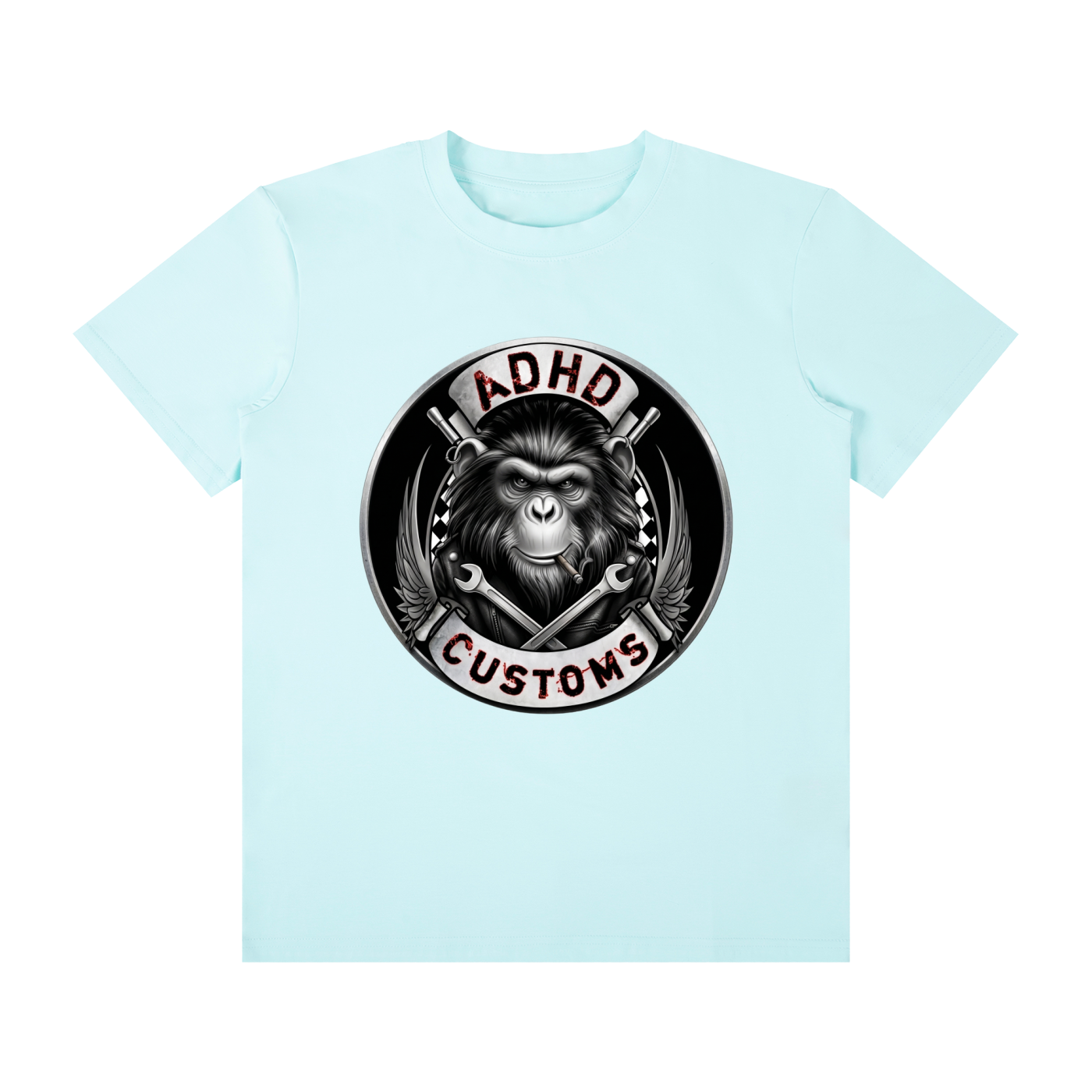 ADHD CUSTOMS LOGO FRONT PRINT Unisex Classic Crew Neck Cotton T-Shirt