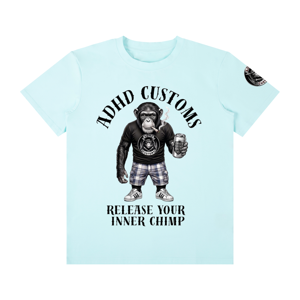 RELEASE YOUR INNER CHIMP font print Unisex Classic Crew Neck Cotton T-Shirt