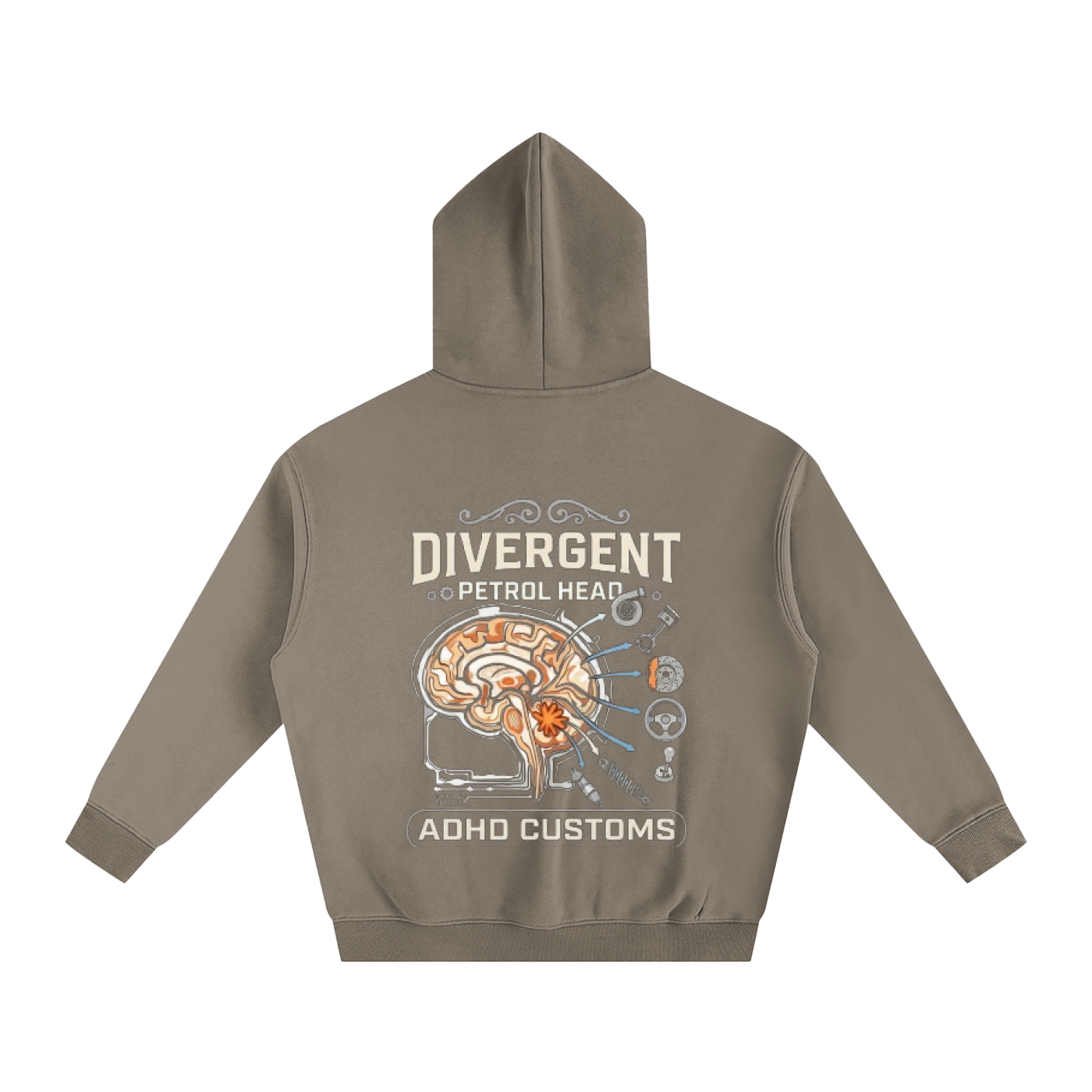 ADHD CAR GUY T-SHIRT (BACK PRINT) Oversize Fleeced Hoodie