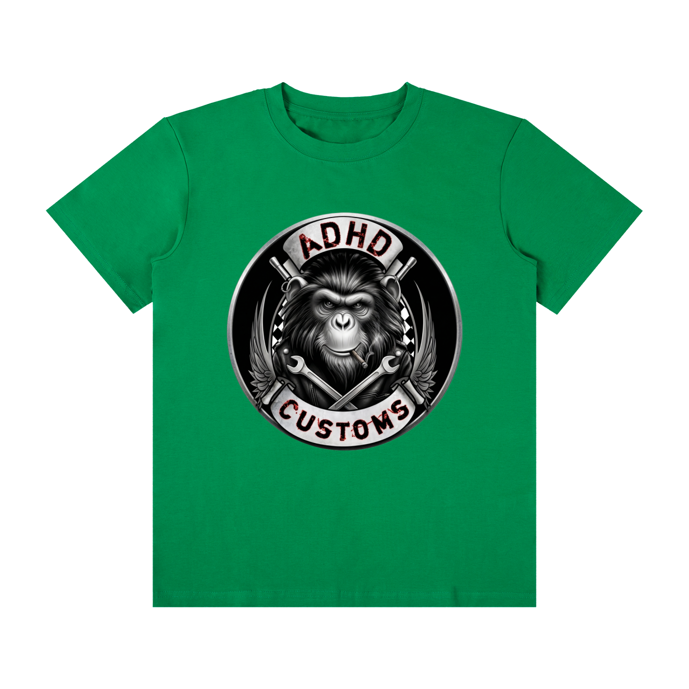 ADHD CUSTOMS LOGO FRONT PRINT Unisex Classic Crew Neck Cotton T-Shirt