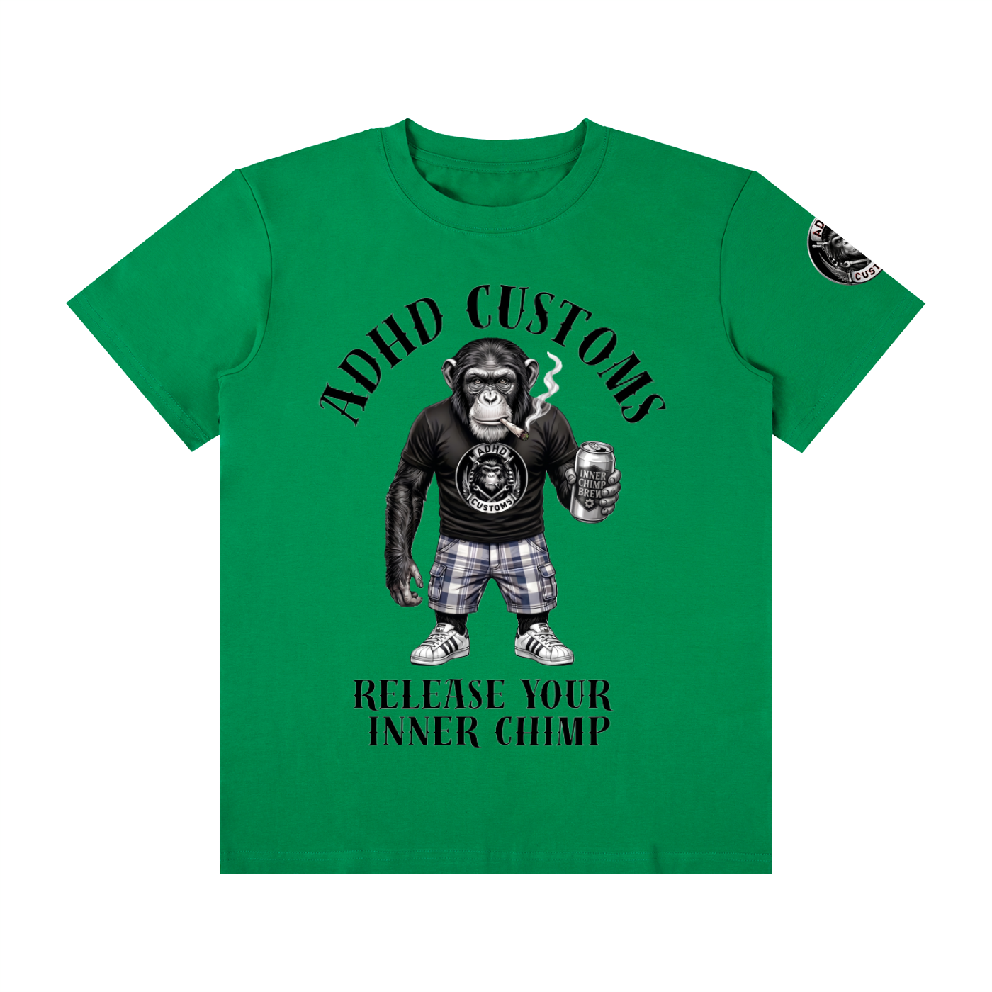 RELEASE YOUR INNER CHIMP font print Unisex Classic Crew Neck Cotton T-Shirt